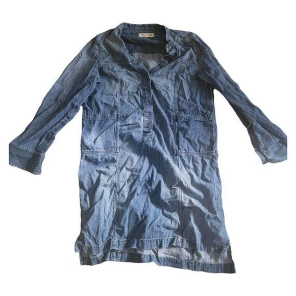 Madewell Dresses & Skirts - Madewell Women's Blue Denim Midi Dress with Pockets, Long Sleeve, Size M